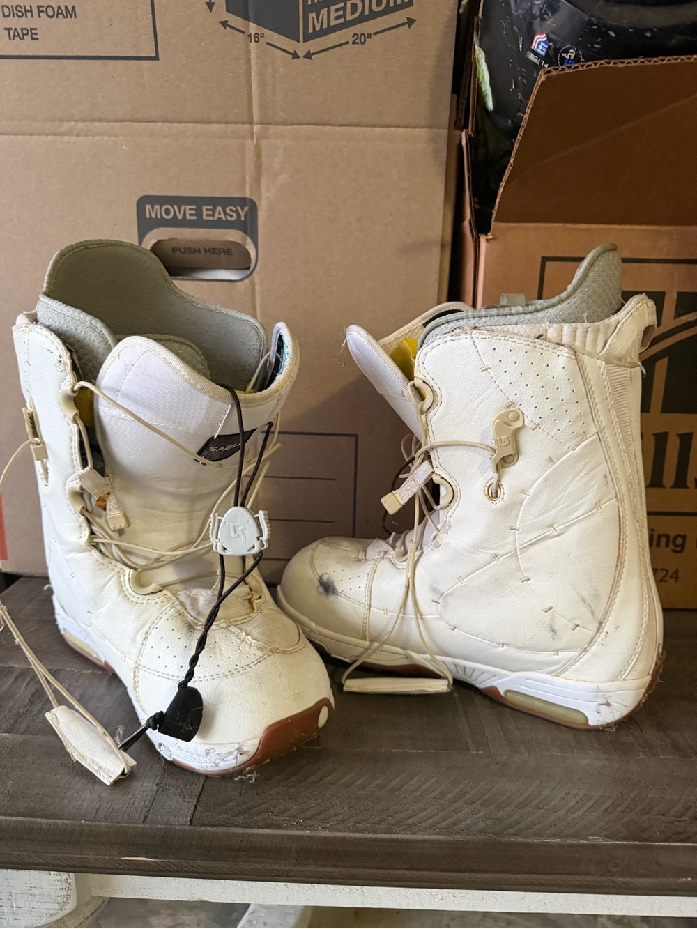 Burton Women's Sable Snowboard Boots in White with Yellow Accent